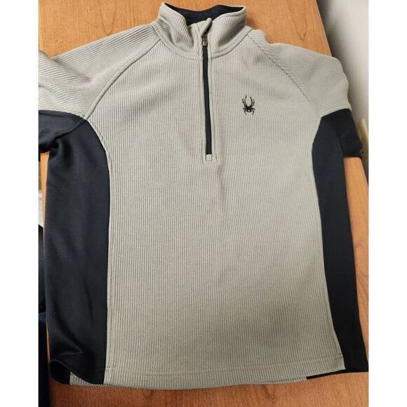 Spyder Gray Black Colorblock Half Zip Knit Casual Pullover Hiking Jacket Mens M - Picture 3 of 6